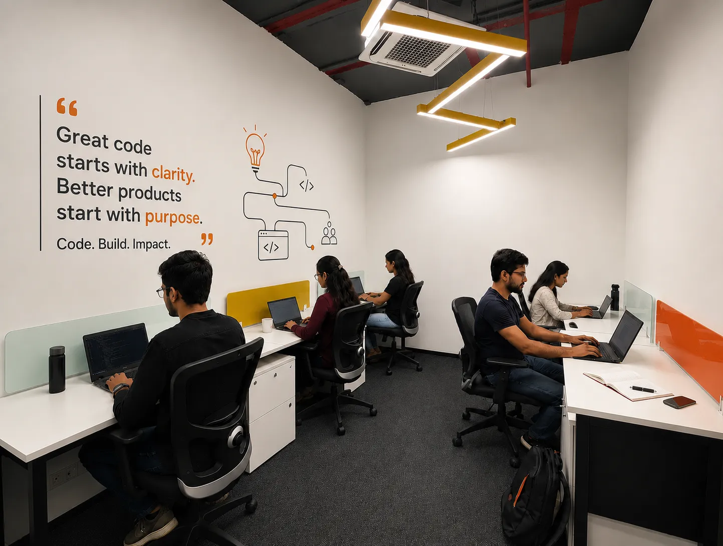 Graduates learning AI skills together